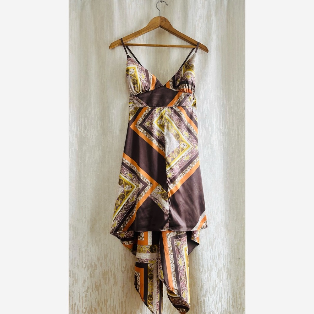 Y2K asymmetrical hem line babydoll dress